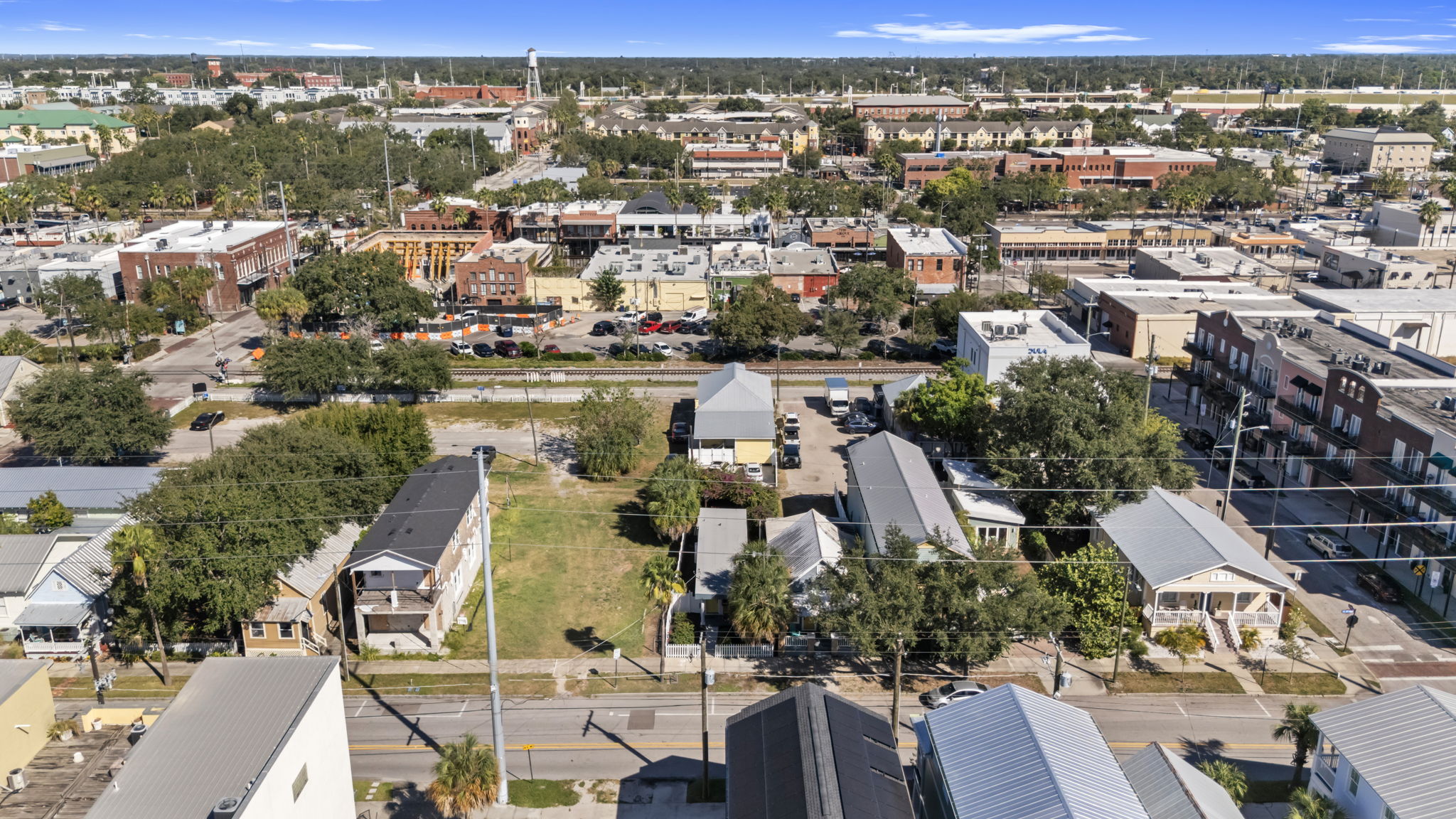 Aerial view from Ybor Roost toward 7th Avenue in historic Ybor City