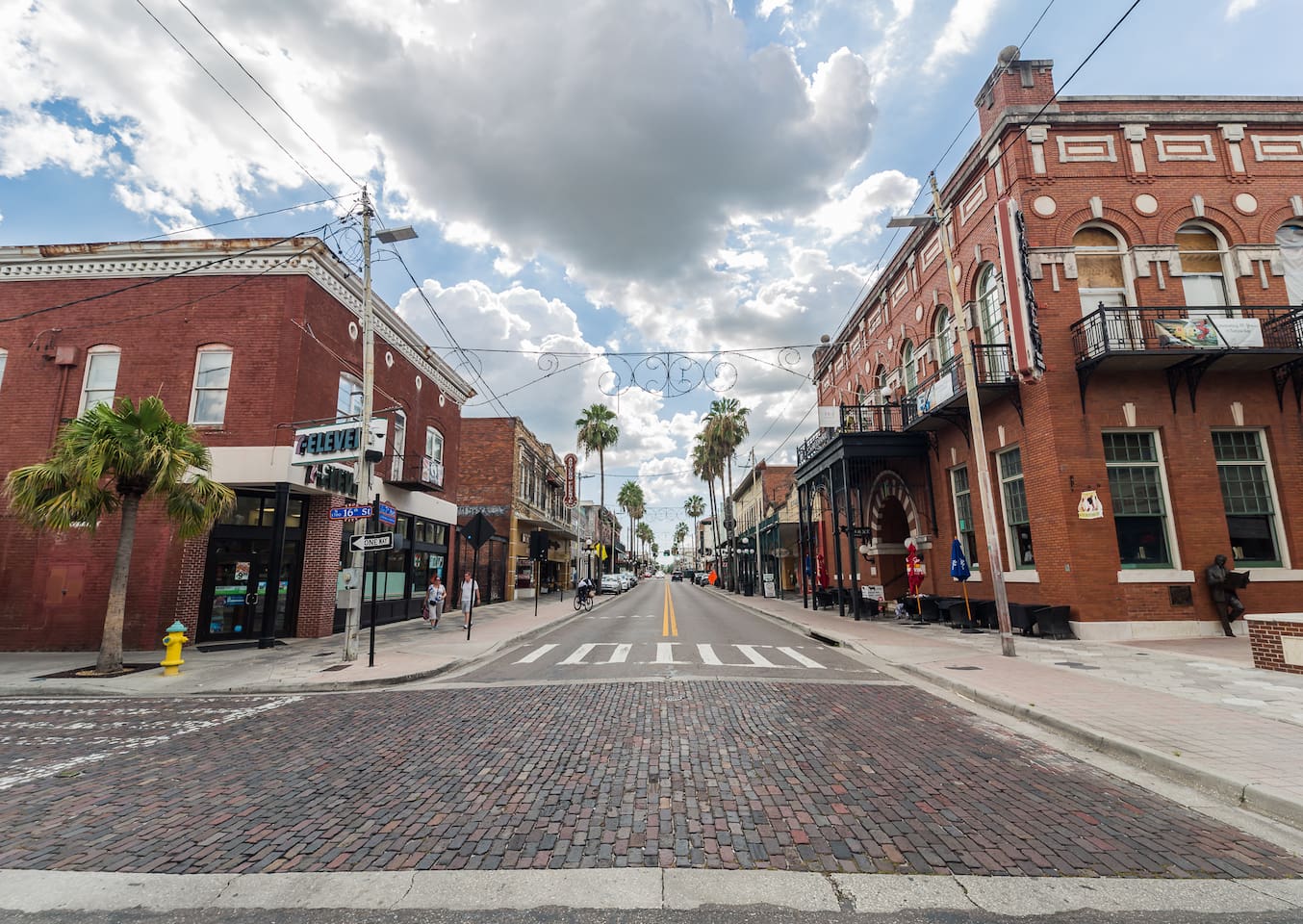 Brick-lined 7th Avenue in historic Ybor City