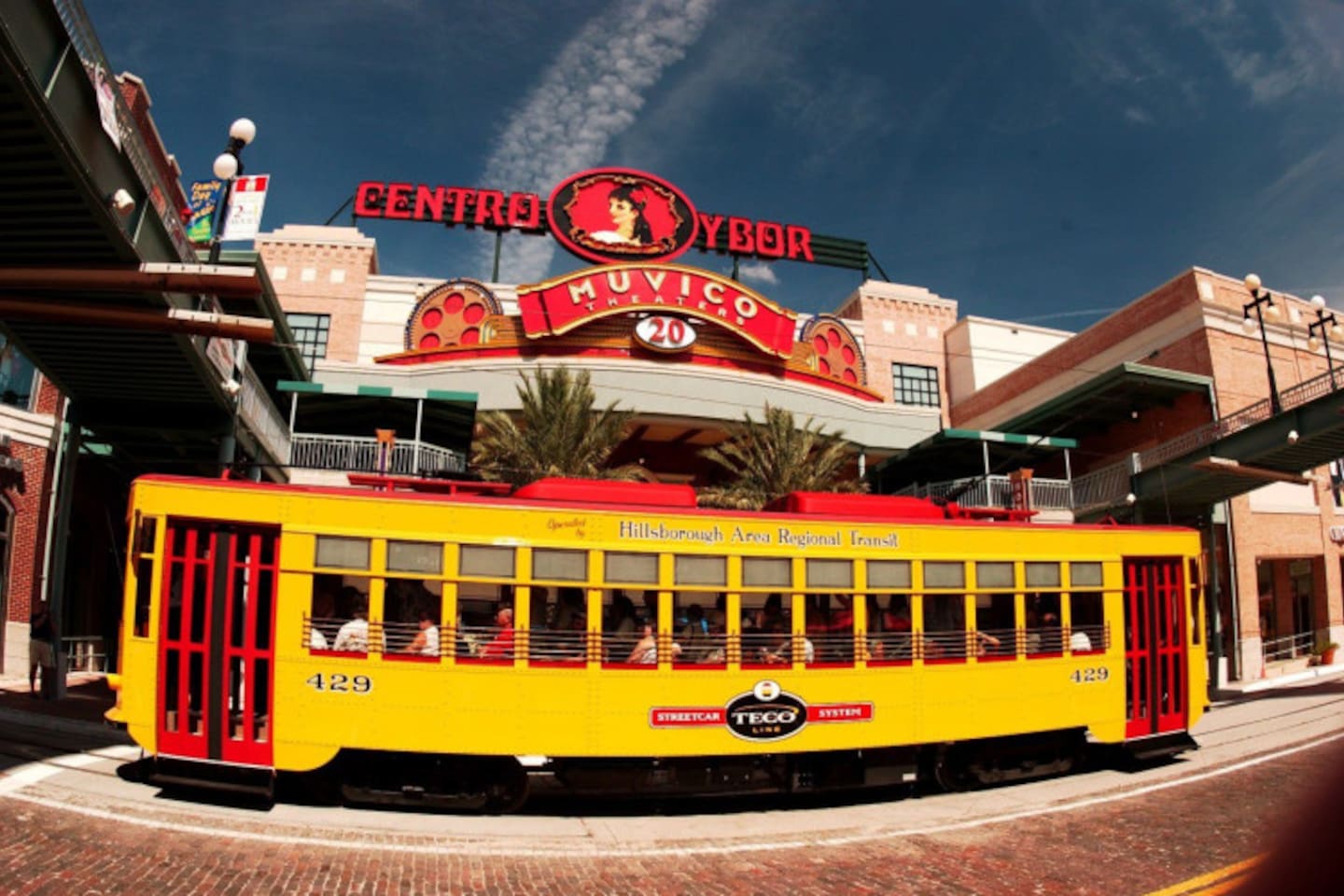 TECO Line streetcar passing Centro Ybor in the historic district